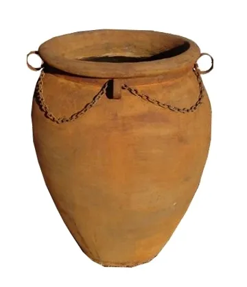 Rustic Jar Steel &amp; Chain Extra Large Rust Finish - H900mm x W800mm
