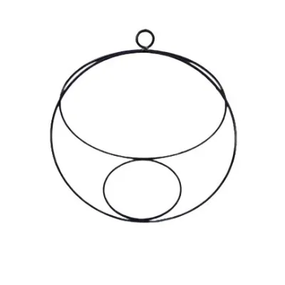 Black Steel Round Hanging Potholder - 30x17x32cm - 15cm Pot