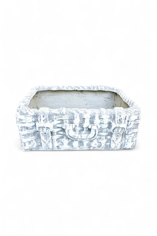 Mini Suitcase Planter Whitewash Finish - L510mm x H60mm x W350mm - 12kg