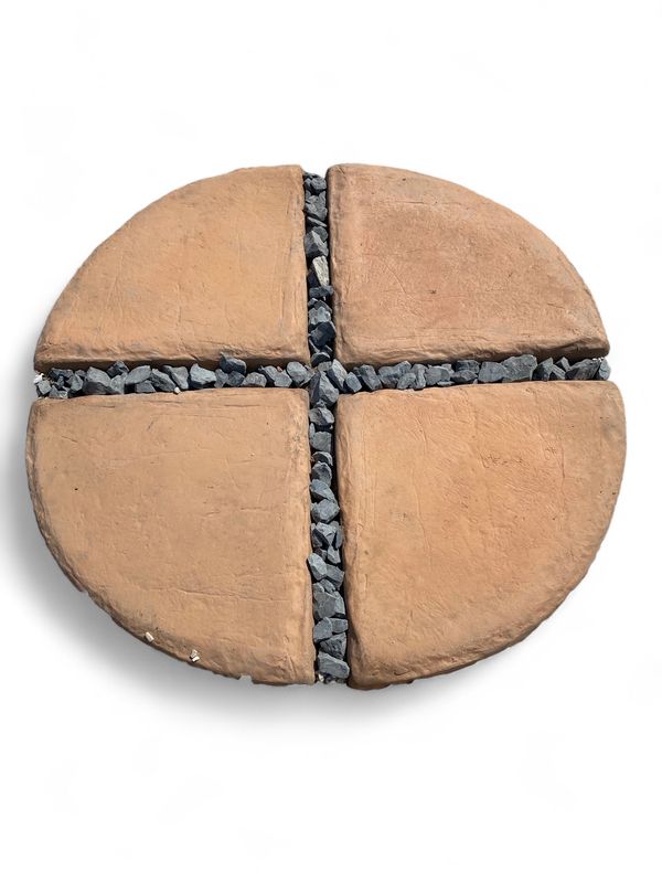 Circle Large Paver Centrepiece Soft Tan Finish 4 tiles  1.2m with 70mm gaps