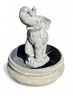 Elephant Fountain in Bowl Whitewash Finish Small H820mm-Bowl- H260mm-W690mm