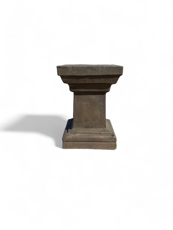 Square Pedestal X-Large Weathered Grey Finish - H565mm x W Top400mm x W Foot380mm - 44Kg
