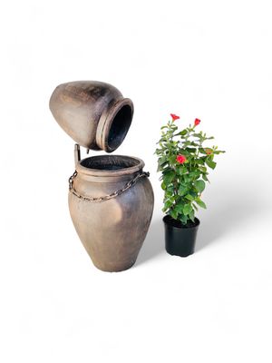 Turkish Jar Double Fountain Steel and Chain Mecca Brown Finish -  H1070mm x W520mm - 46kg (Excluding Pump)