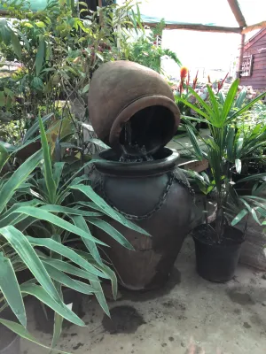 Turkish Jar Double Fountain Steel and Chain Rust Finish - H1070mm x W520mm - 46kg (Excluding Pump)