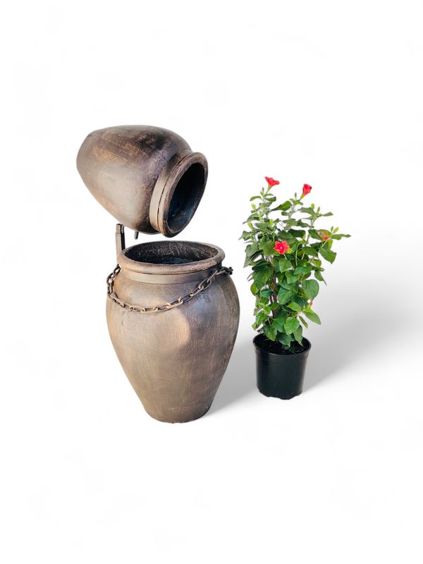 Turkish Jar Double Fountain Steel and Chain Mecca Brown Finish -  H1070mm x W520mm - 46kg (Excluding Pump)