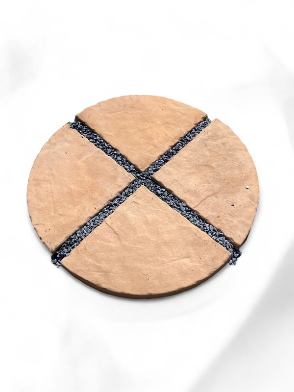 Circle Small Paver Center Piece Soft Tan Finish 4 tiles  800mm with 30mm gaps R46 each.