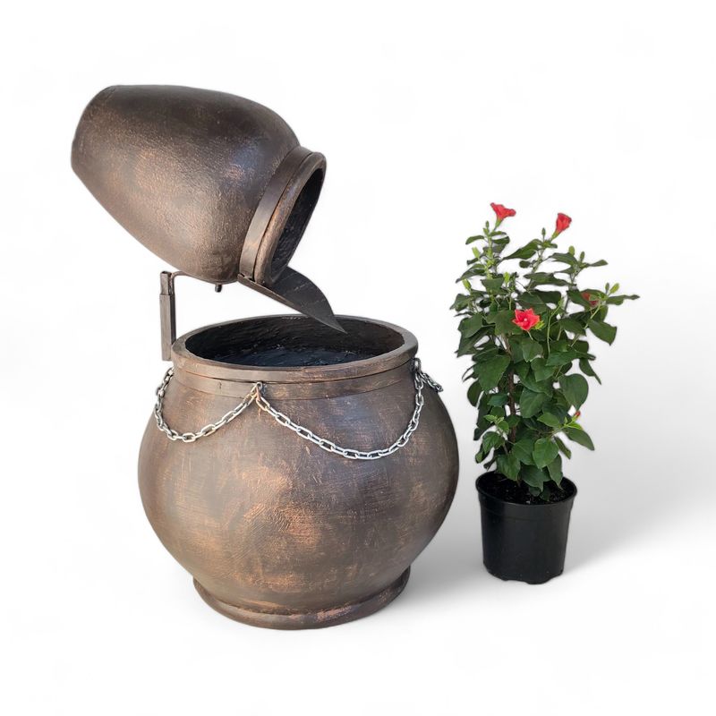 Africana Jeanne Fountain Large Mecca Brown Finish with Steel &amp; Chain - H1100mm x W730mm - 57kg (Excluding Pump)