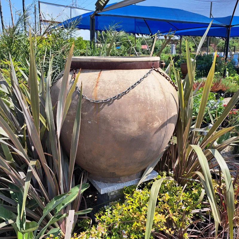 Africana Jeanne Pot Extra Large Rustic Steel and Chain - H900mm x W800mm - 80kg