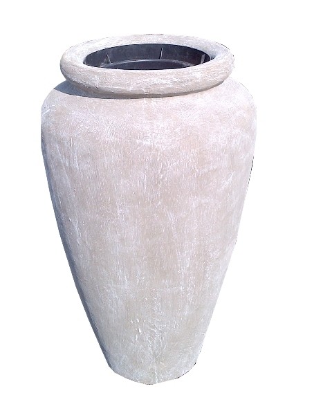 Ansie Vase with Liner Whitewash Finish - H980mm x W600mm - 50kg