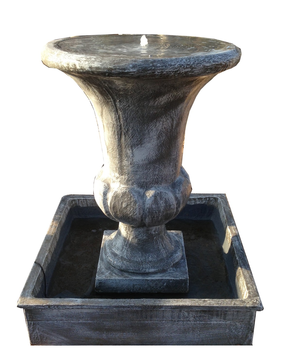Joshua Urn Lid Fountain with Square Bowl Medium (Excluding Pump)