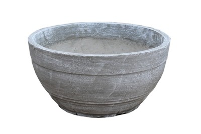 Concrete Bowl Round Whitewash Finish - H220mm x W460mm - 11kg