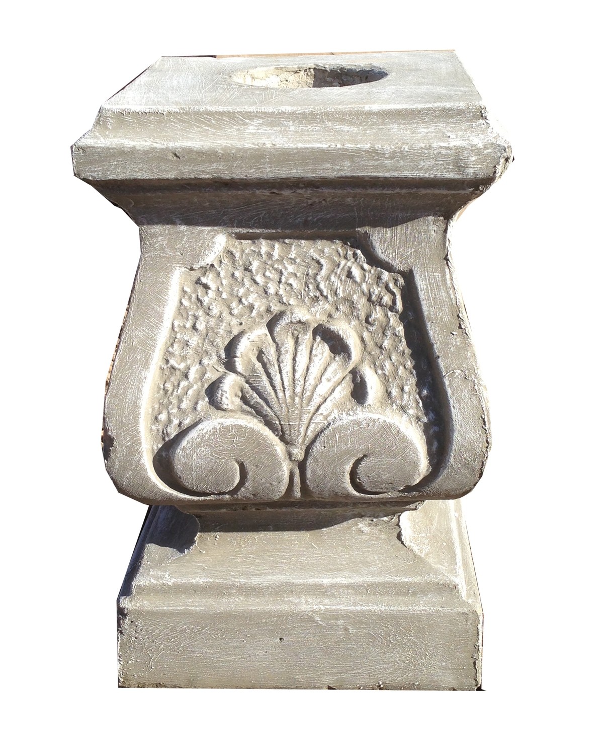 Floral Pedestal Whitewash Finish - H455mm x W280mm - 57kg