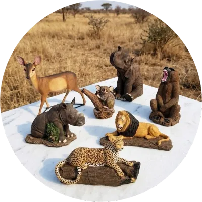Painted Wild Animal Statues