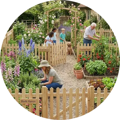 Wooden Picket Fencing and Edging