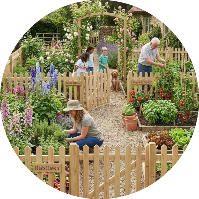 Wooden Picket Fencing and Edging