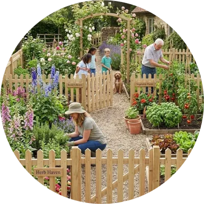 Wooden Picket Fencing and Edging