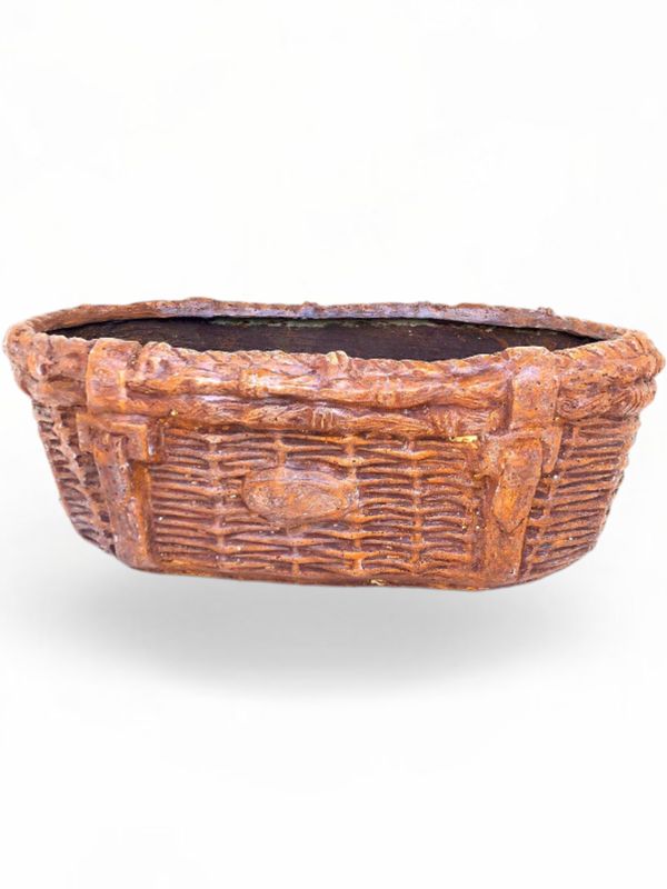 Woven Basin Planter Honeyclay Finish - L800mm x H450mm x W270mm - 20kg