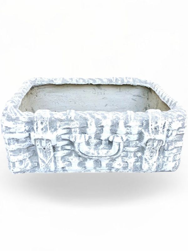 Mini Suitcase Planter Whitewash Finish - L510mm x H60mm x W350mm - 12kg