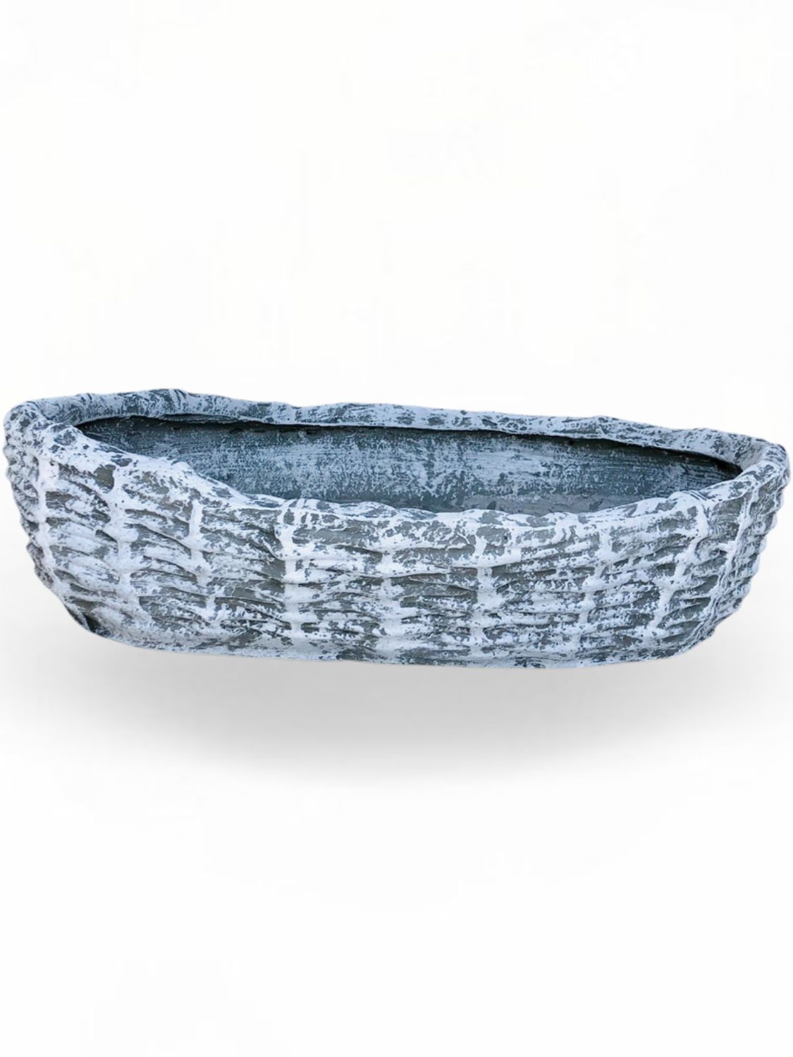 Medium Woven Planter Whitewash Finish - L730mm x H140mm x W530mm - 20kg