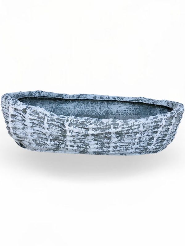 Medium Woven Planter Whitewash Finish - L730mm x H140mm x W530mm - 20kg
