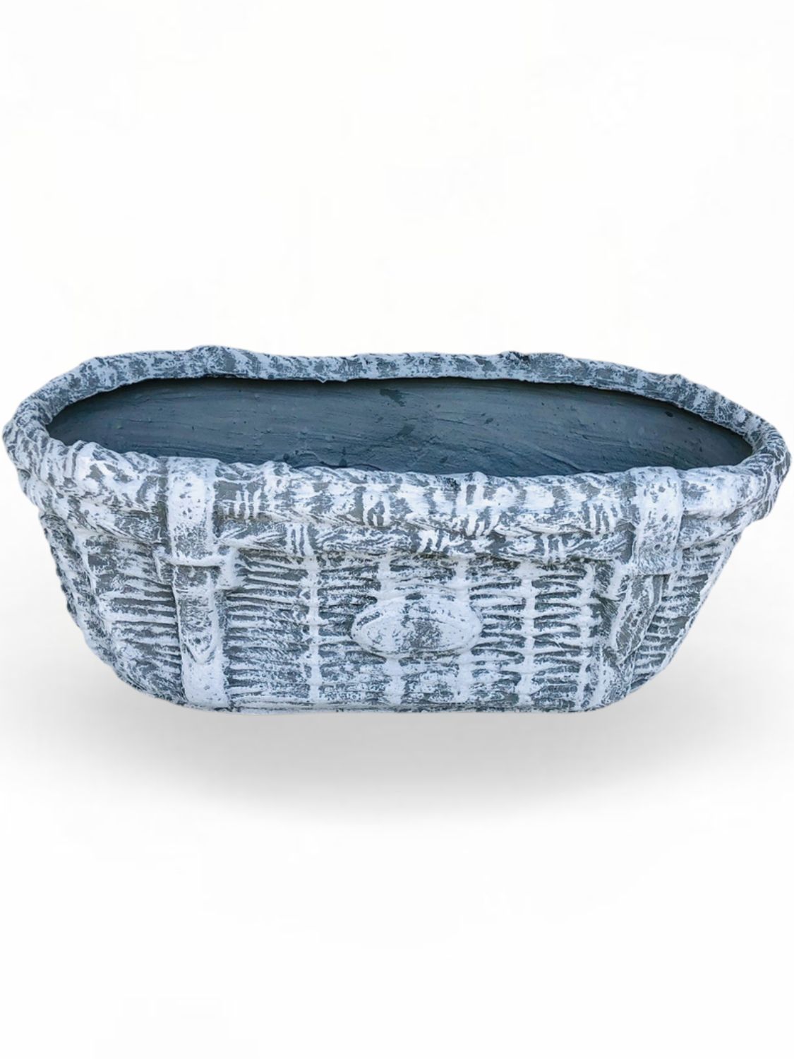 Woven Basin Planter Whitewash Finish - L800mm x H450mm x W270mm - 20kg