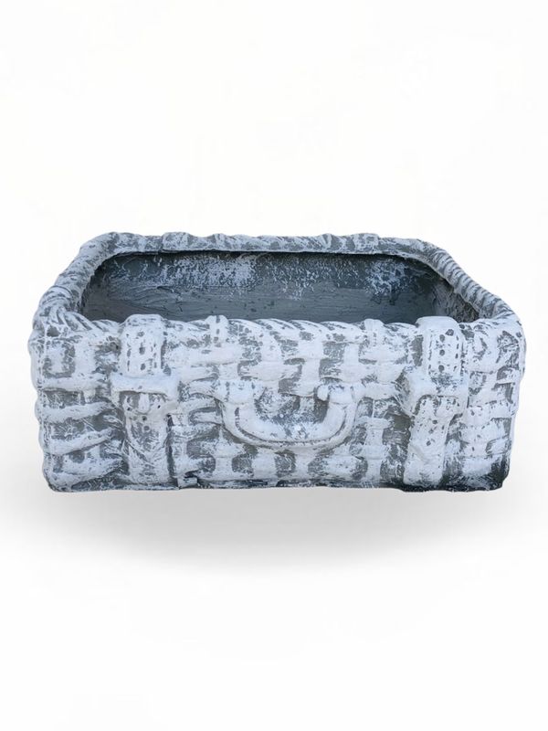 Picnic Basket Medium Whitewash Finish - L490mm x W390mm x H160mm - 15kg