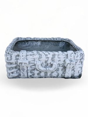 Picnic Basket Medium Whitewash Finish - L490mm x W390mm x H160mm - 15kg