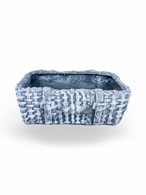 Picnic Basket Small Whitewash Finish - L430mm x W300mm x H160mm - 12kg