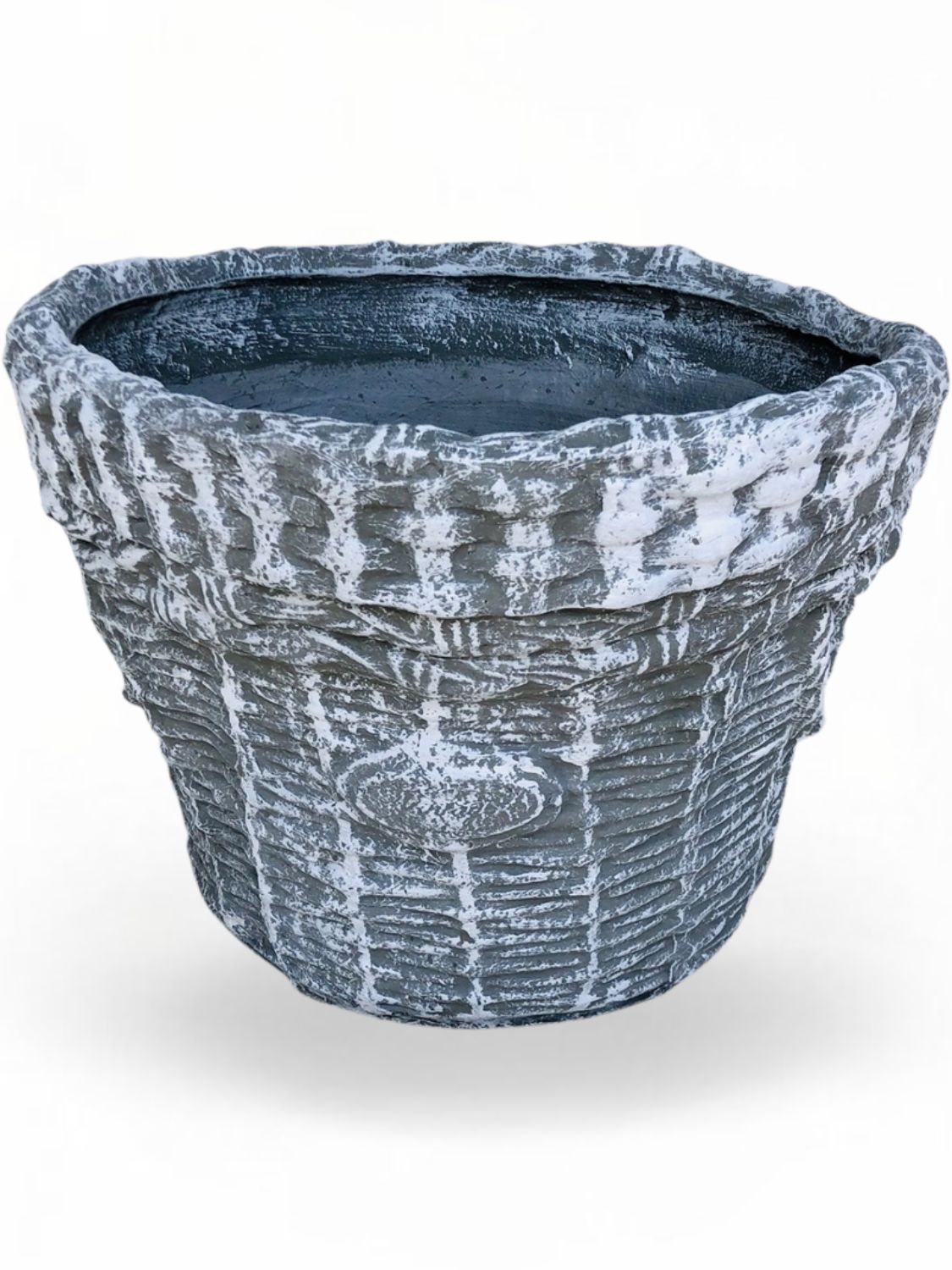 Large Woven Basket Whitewash Finish - L700mm x W530mm x H410mm - 23kg