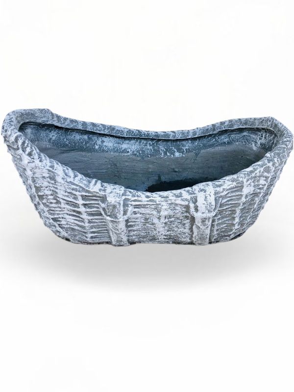 Woven Crib Planter Whitewash Finish - L750mm x W480mm x H180mm - 19kg