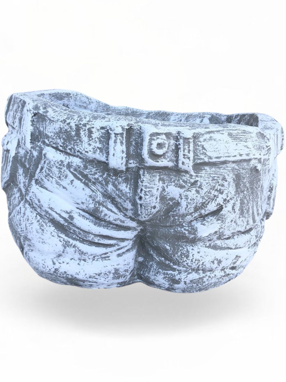 Half Jean Planter Whitewash Finish - L440mm x W390mm x H250mm - 14kg