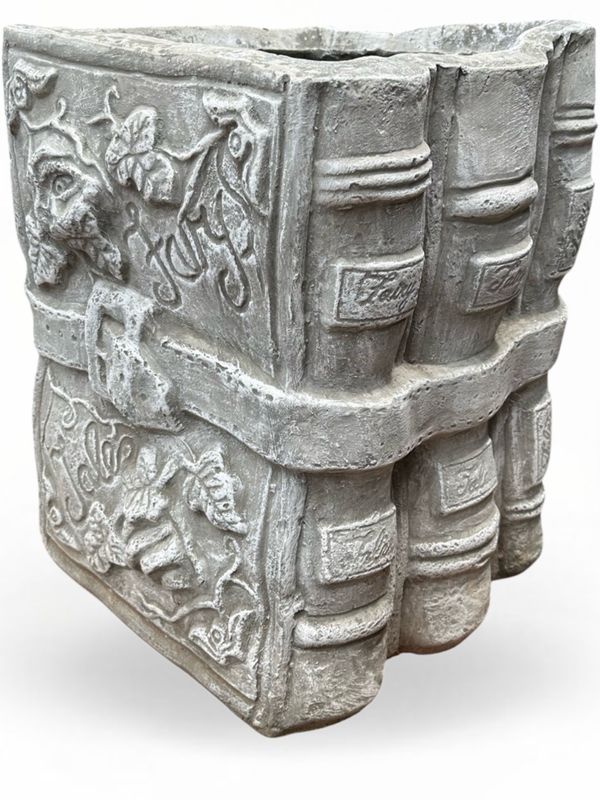 Fairy Tale Book Planter With Strap Whitewash Finish - L500mm x W370mm x H345mm - 20kg
