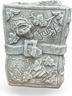 Fairy Tale Book Planter With Strap Whitewash Finish - L500mm x W370mm x H345mm - 20kg