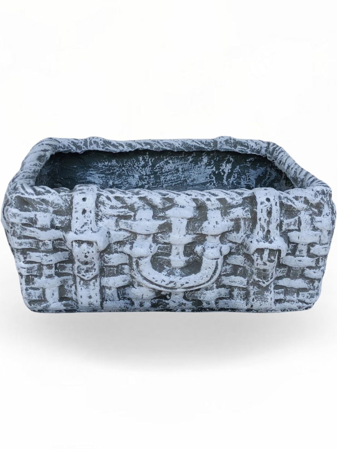 Picnic Basket Large Whitewash Finish - L620mm x W390mm x H220mm - 23kg