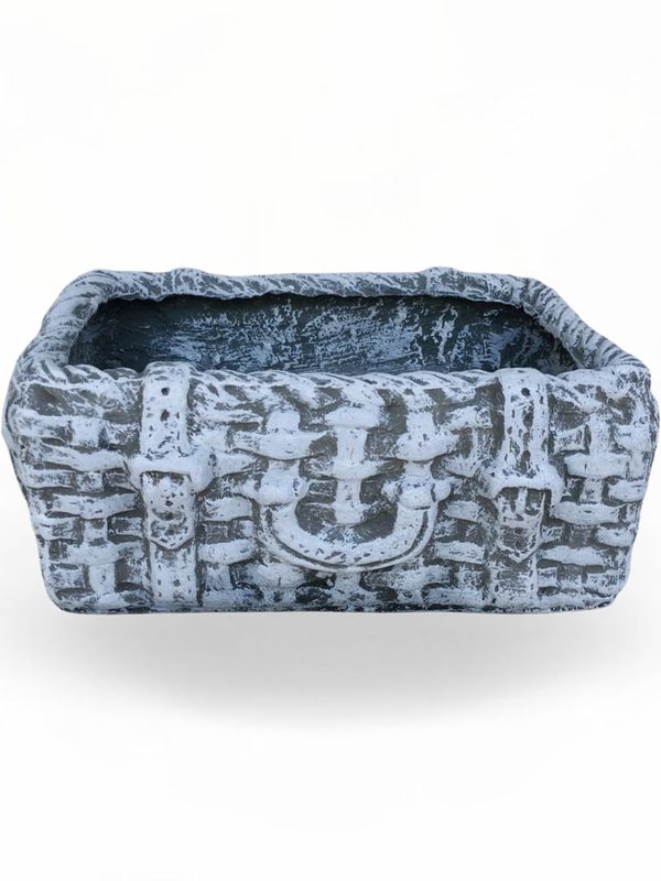 Picnic Basket Large Whitewash Finish - L620mm x W390mm x H220mm - 23kg