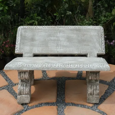 Corinth Two Seater Bench Whitewash Finish 4 Piece - L:1105mm W:440mm 279kg