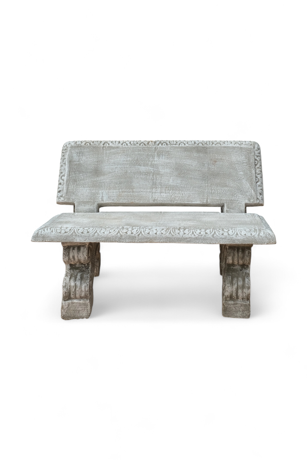 Corinth Two Seater Bench Whitewash Finish - 4 Piece - L1105mm x W440mm - 279kg