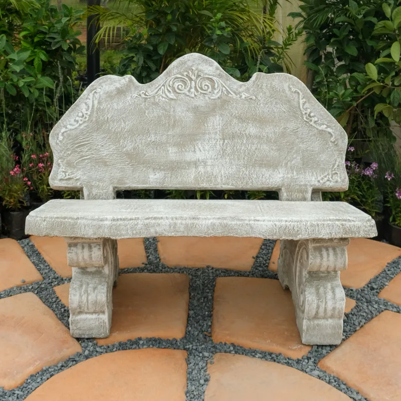Lace Garden Bench Whitewash Finish- 4 Piece - L1200mm x W460mm x H600mm - 324kg