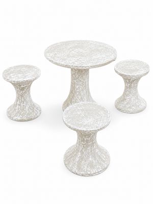 Kiddies Mushroom Set Whitewash Finish 4 Piece - Table H:670mm W:600mm 99kg