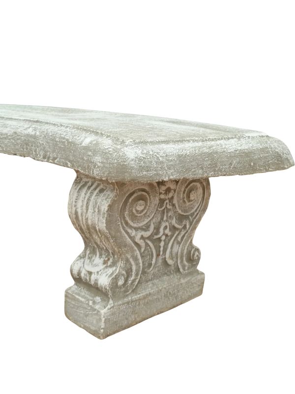 Scroll Curved Bench Whitewash Finish 3 Piece - W:1306mm H:440mm 163kg