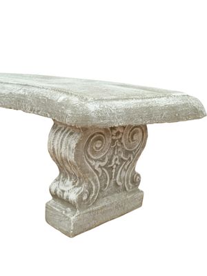 Scroll Curved Bench Whitewash Finish 3 Piece - W:1306mm H:440mm 163kg