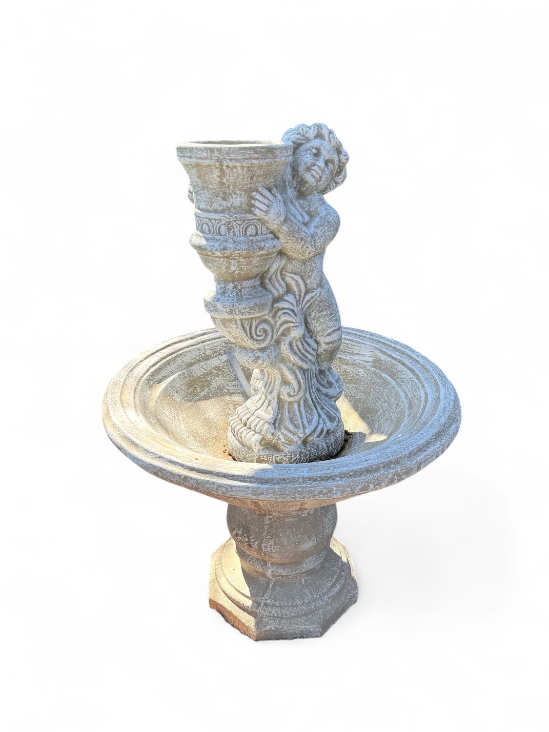 Angel Urn Fountain Whitewash Finish - H1400mm-W800mm (Excluding Pump)