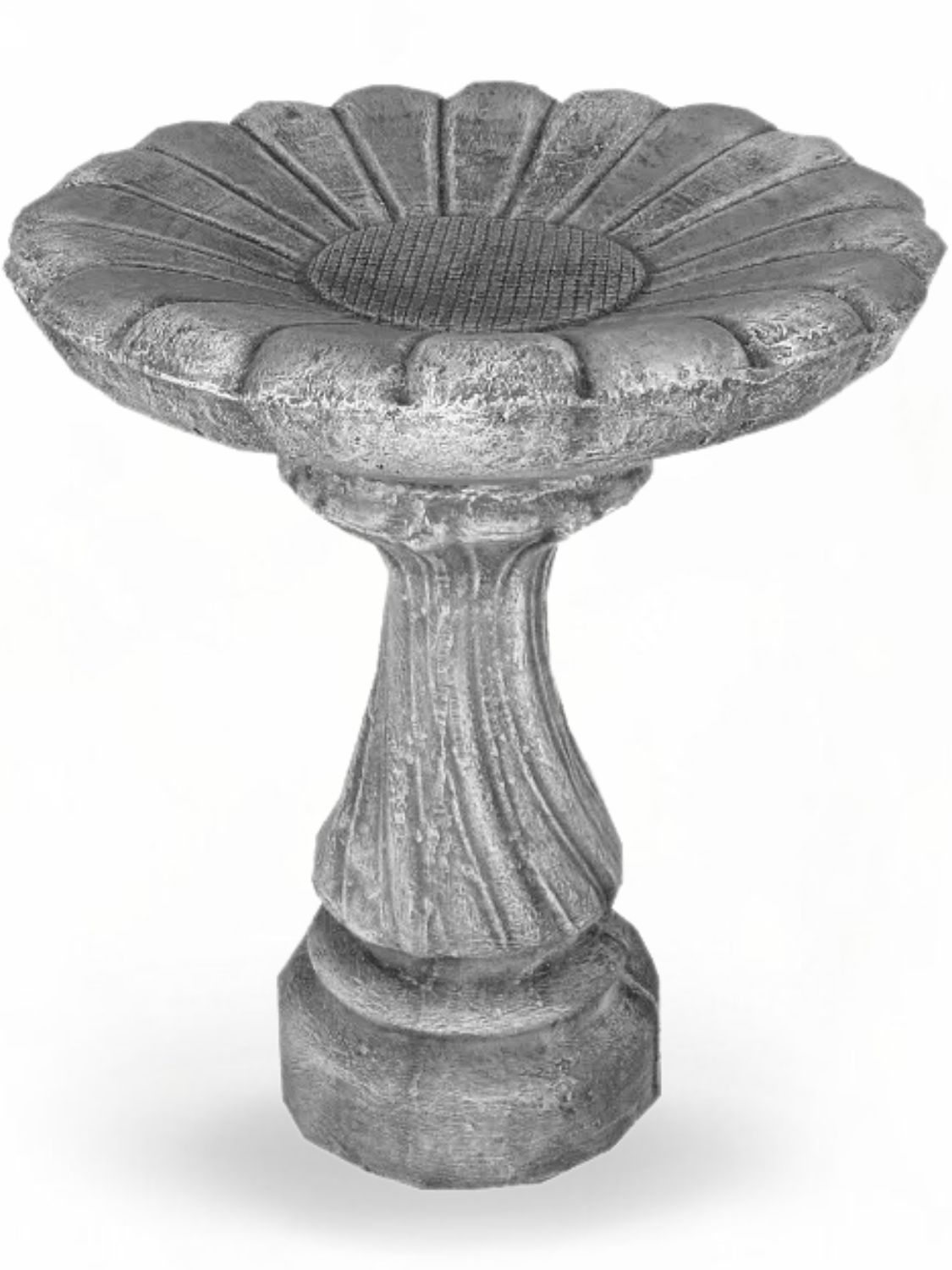 Sunflower Birdbath Whitewash Finish Complete  - H:700mm TopWidth:600mm 88kg