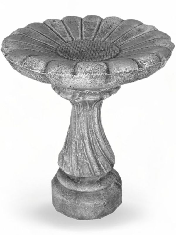 Sunflower Birdbath Whitewash Finish Complete  - H:700mm TopWidth:600mm 88kg