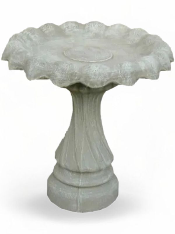 Classic Birdbath Whitewash Complete -H:700mm TopWidth:600mm 80kg