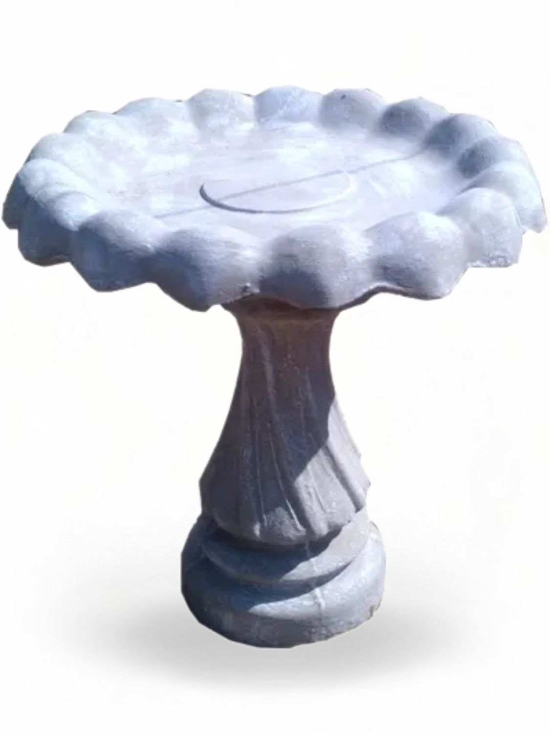 Spiral Birdbath X-Large Whitewash Finish Complete - H:900mm  TopWidth:800mm 170kg