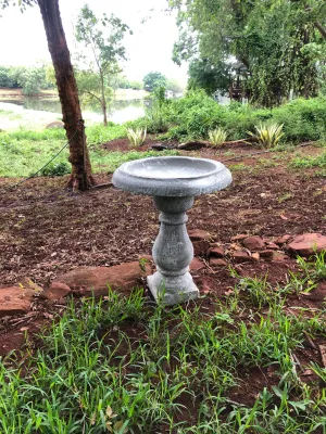 Teardrop Birdbath Whitewash Finish  H:600mm x TopWidth:540mm 50kg