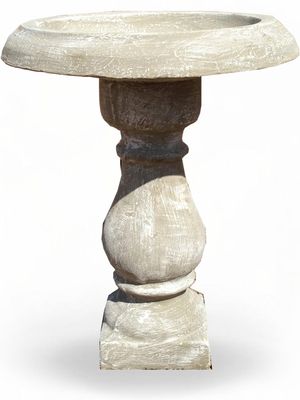 Teardrop Birdbath Whitewash Finish  H:600mm x TopWidth:540mm 50kg