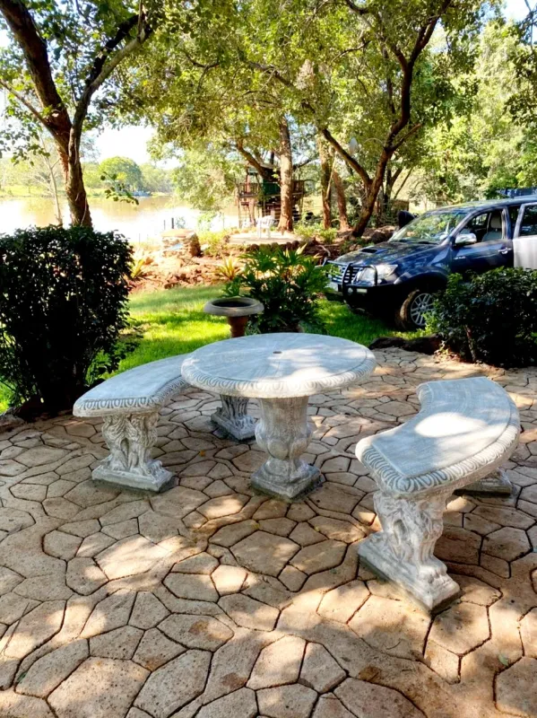 Joshua Urn Table Set Whitewash Finish 8 Piece - Table Width:1000mm  tablePillarHeight:720mm 480kg