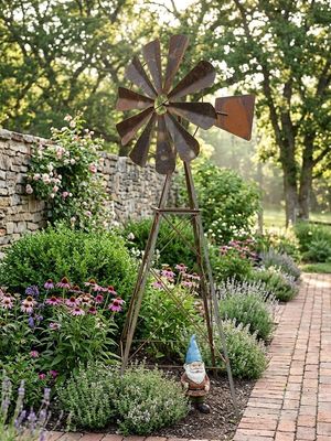 Raw Steel Windmill Medium "Natural Rust" Height:140cm